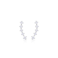 14 Ct White Gold Round Cut 1.05 Ct Diamond Curve Earrings