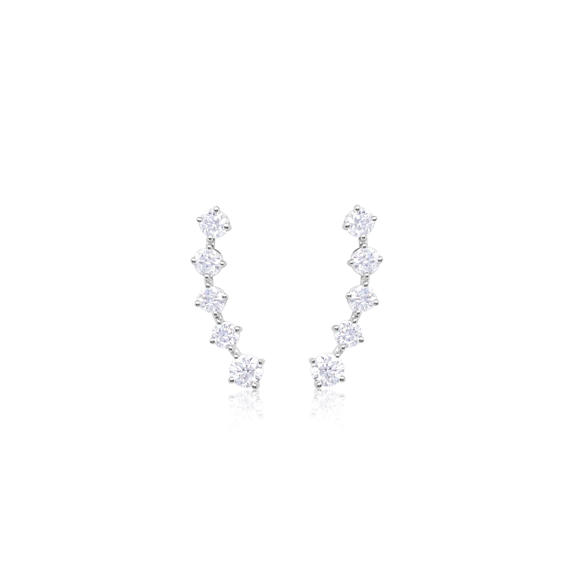 14 Ct White Gold Round Cut 1.05 Ct Diamond Curve Earrings