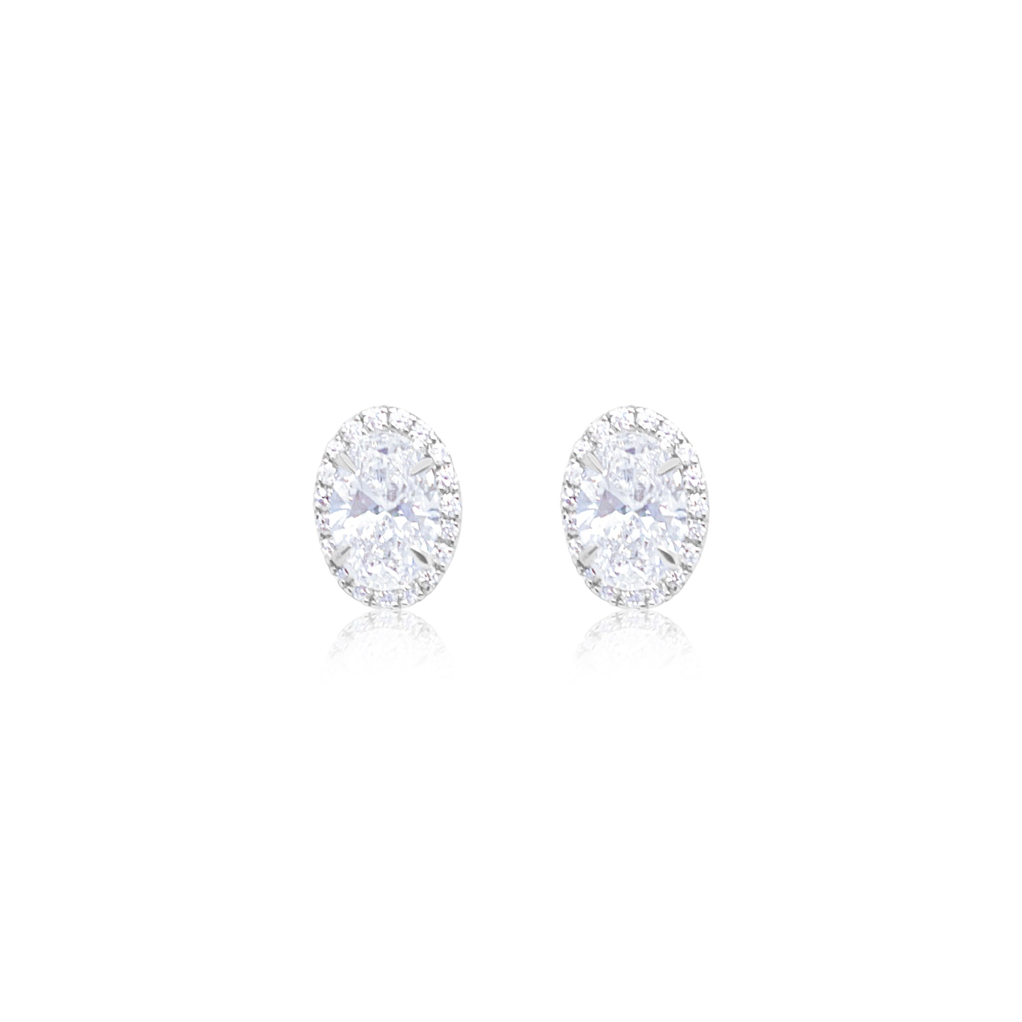 Oval Cut 2.39 Ct Diamond Halo Stud Earrings