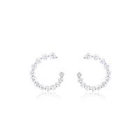 14 Kt White Gold Round Cut Open Circle 1.68 Ct Diamond Earrings