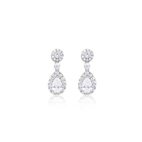 1.85 Ct Round Bezel And Pear Halo Diamond Earrings