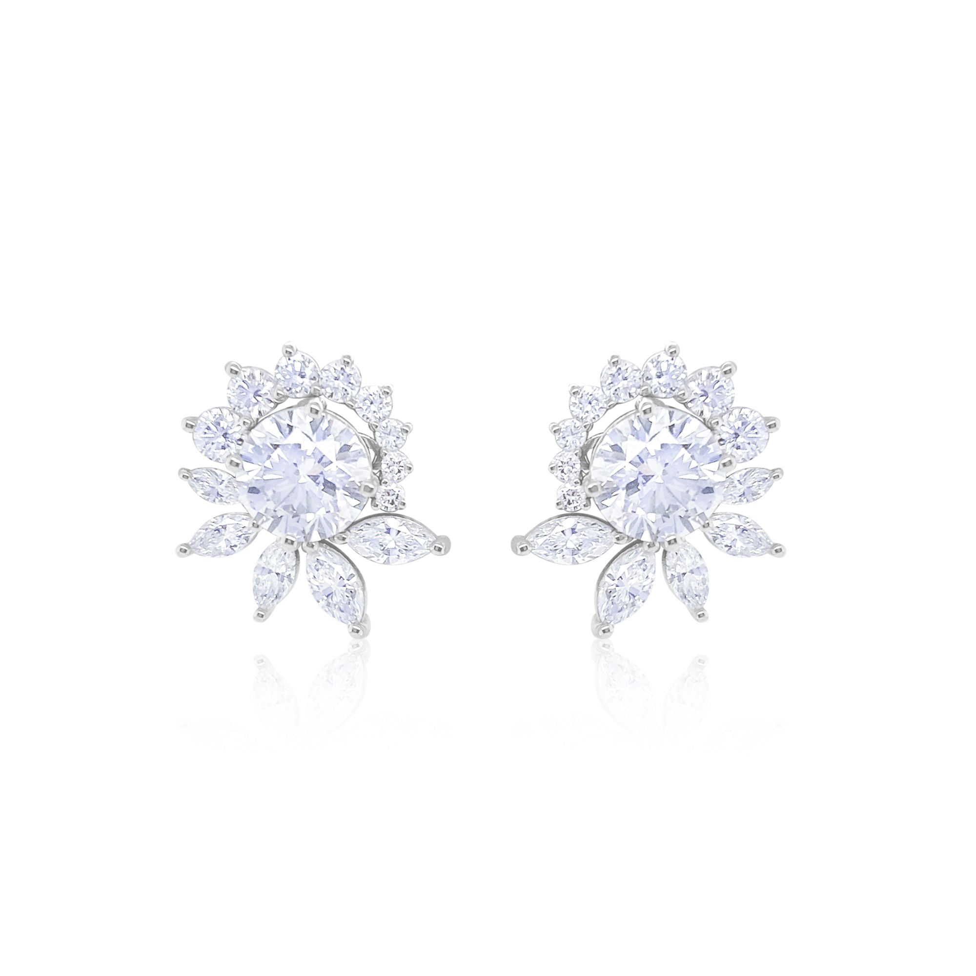 Lab Grown Earring Jackets with Round Studs 6.88 ct 14kt White Gold