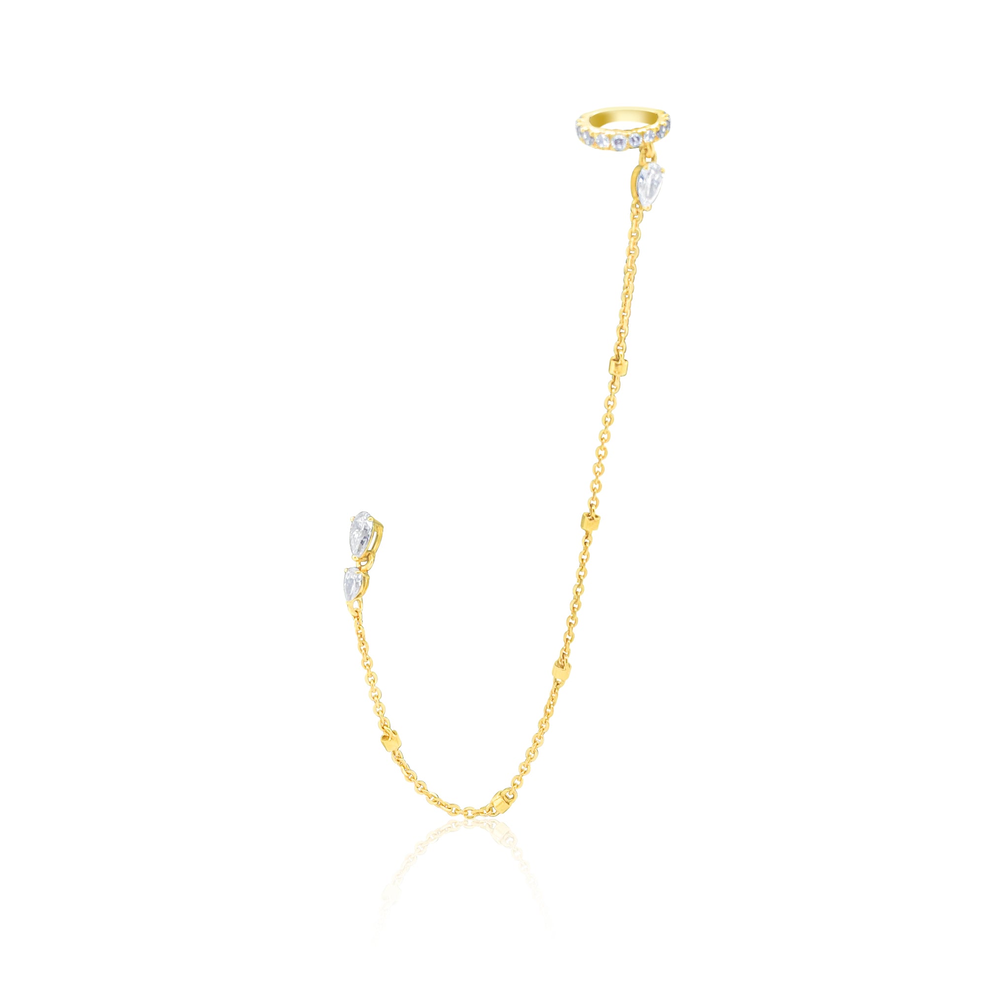 Yellow Gold Lab Grown Stud Cuff Earring