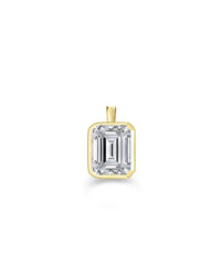 Emerald Cut Bezel Set Diamond Necklace Charm