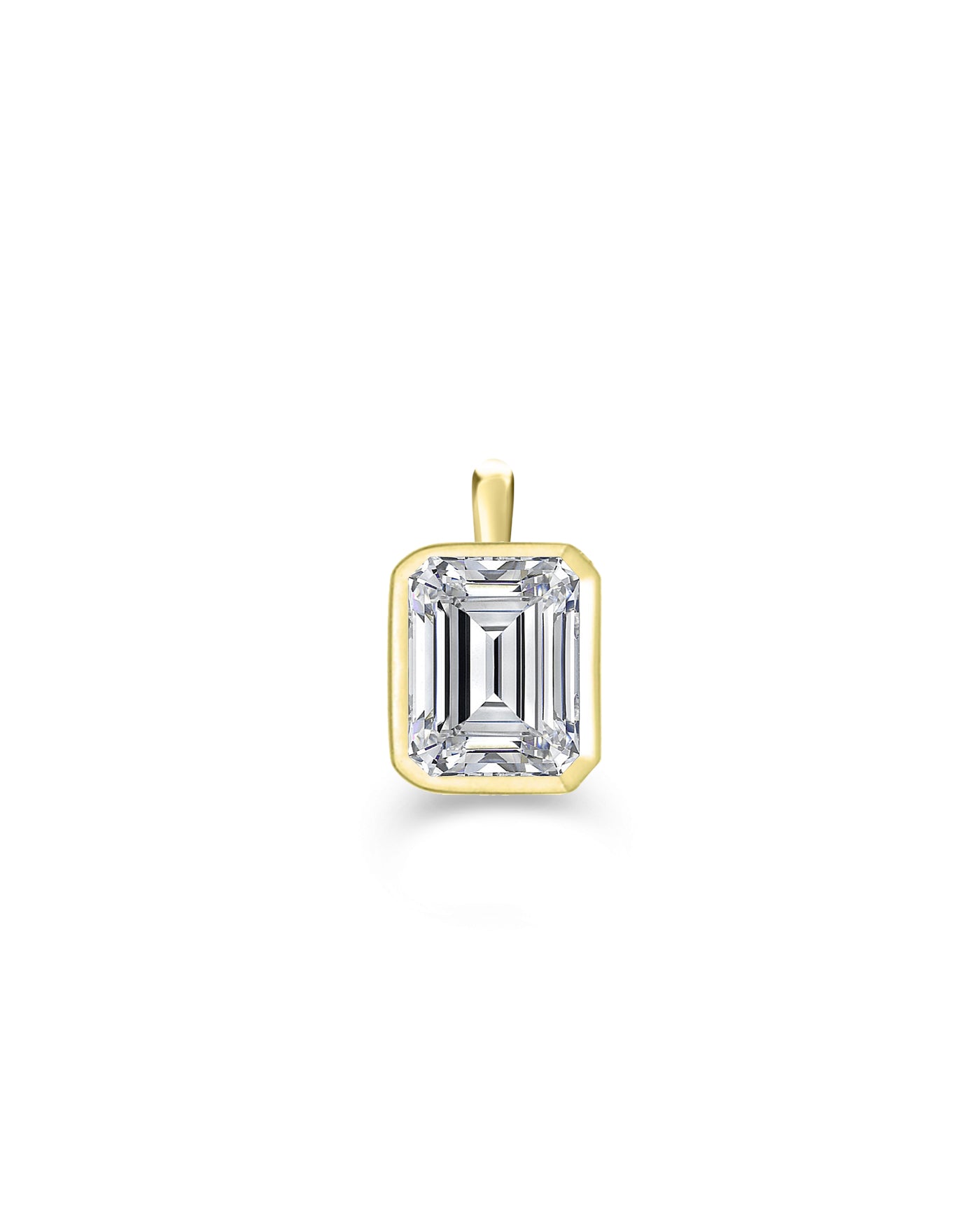 Emerald Cut Bezel Set Diamond Necklace Charm