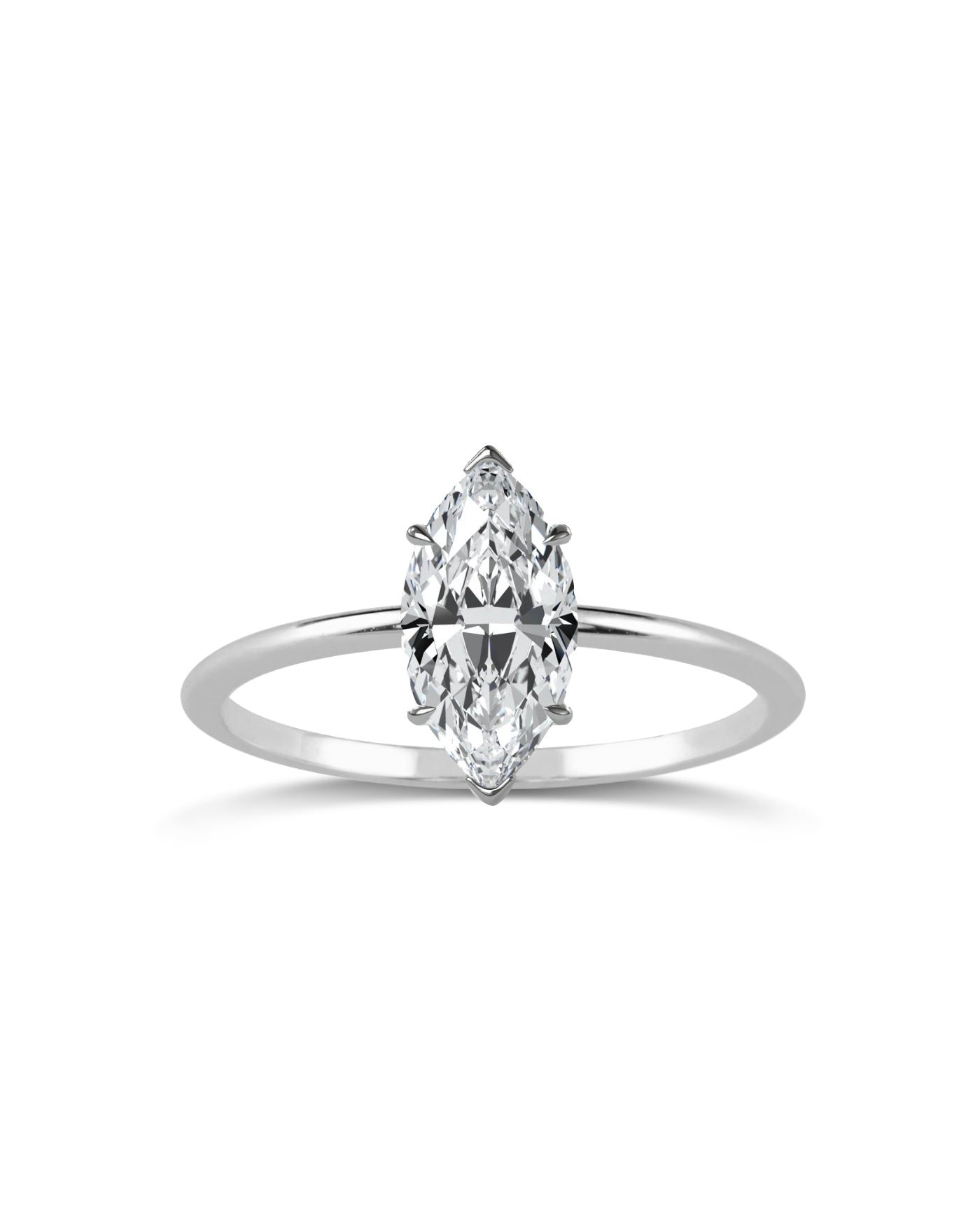 Marquise Diamond Solitaire with Thin Gold Band