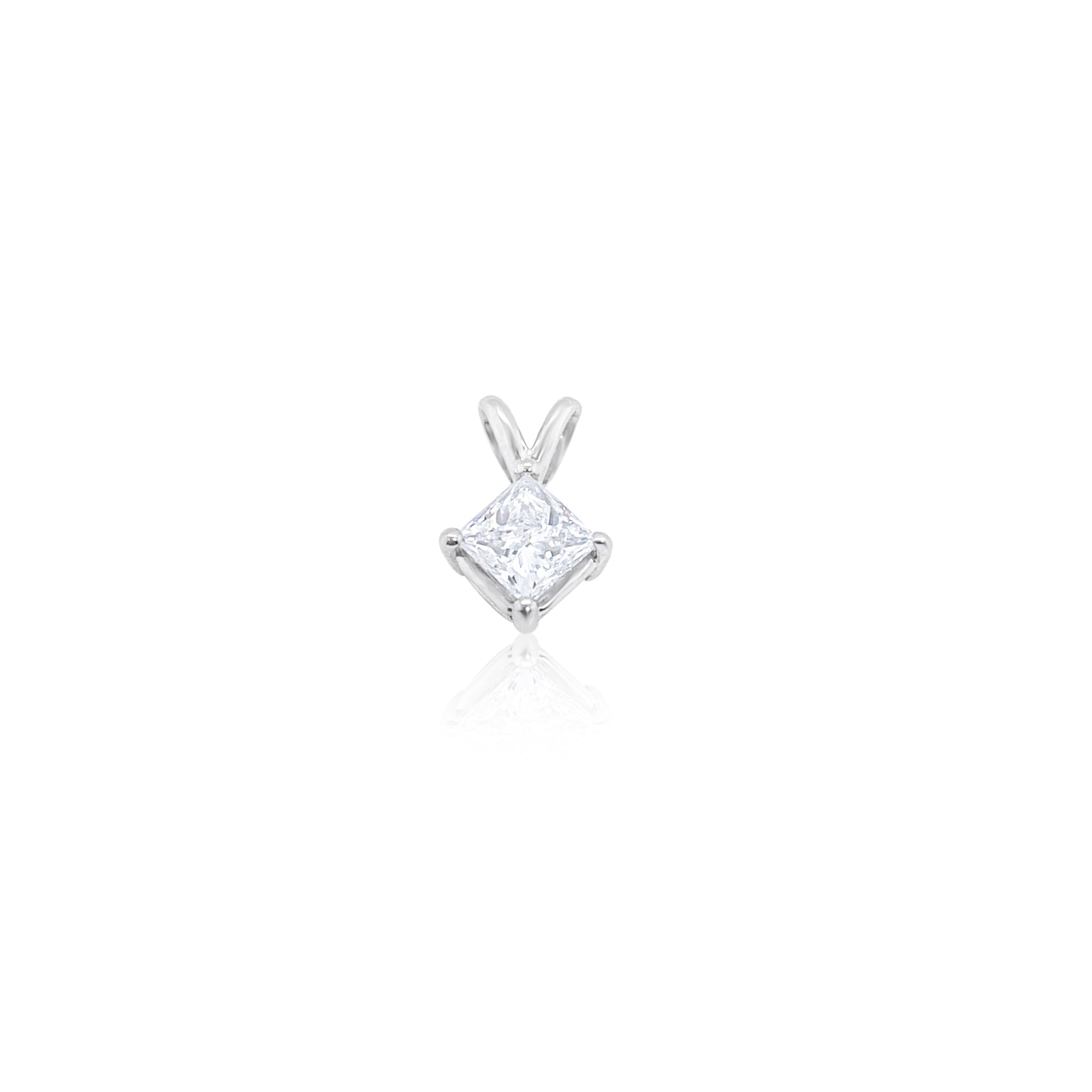 14kt White Gold Princes Cut Solitaire Charm .71 ct