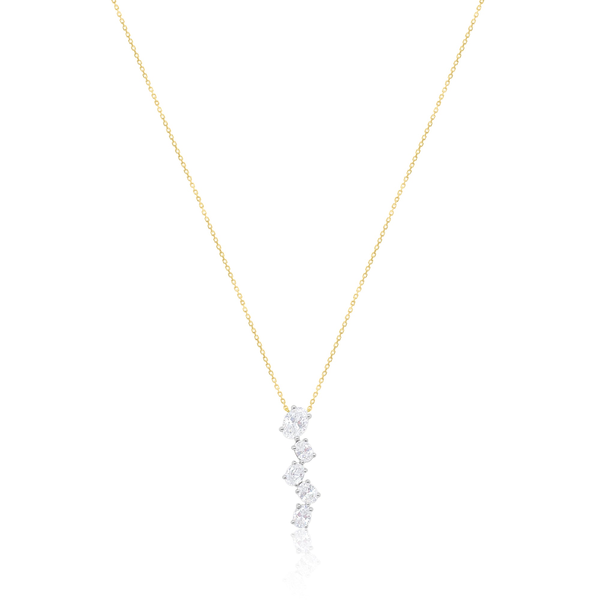 Oval Cut 1.04 Ct Lab Grown Diamond Bar Necklace