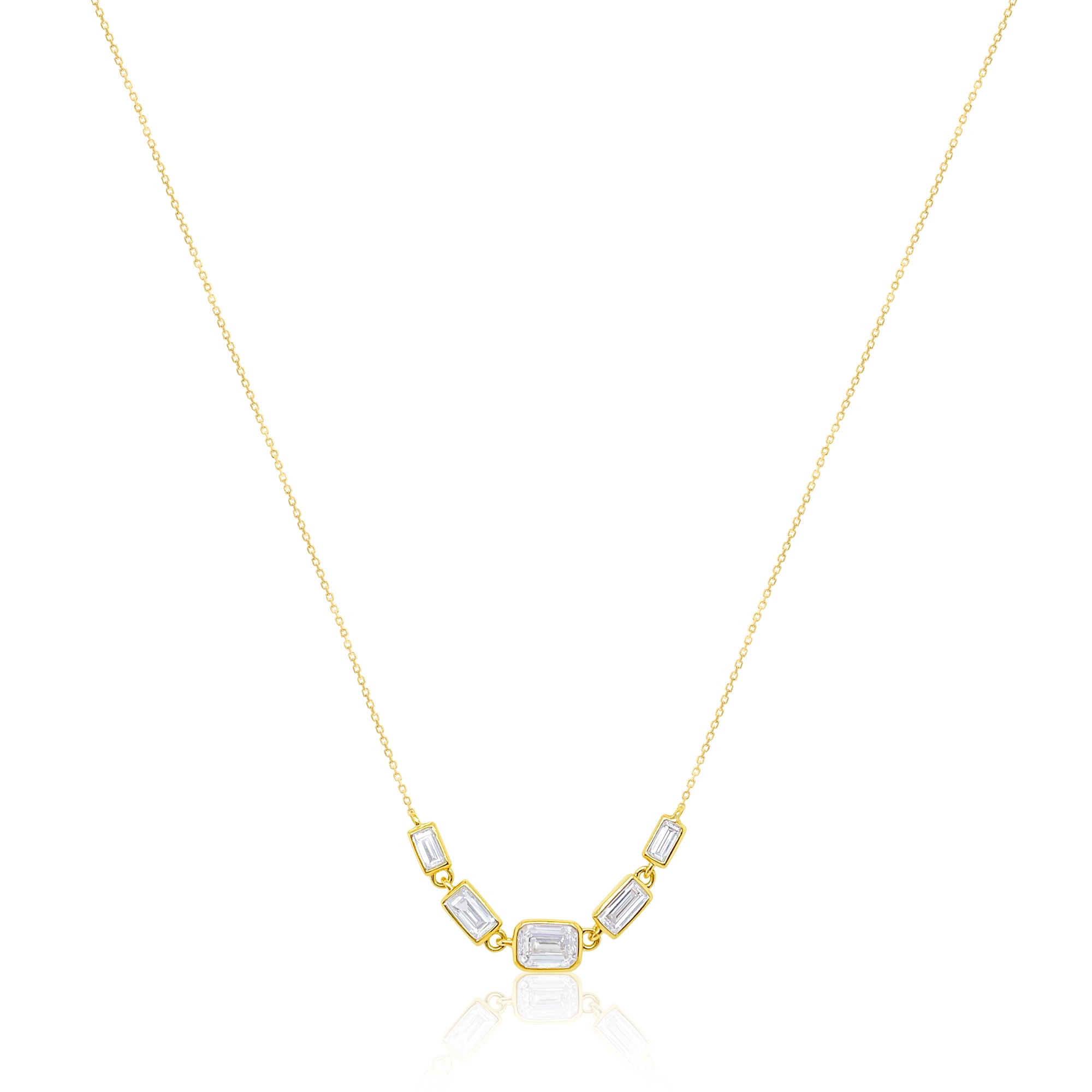 14 kt Yellow Gold Emerald Lab Grown Diamond Necklace 1.31 Cts