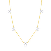 14 Kt Yellow Gold Flower 3.37 Ct Diamond Necklace