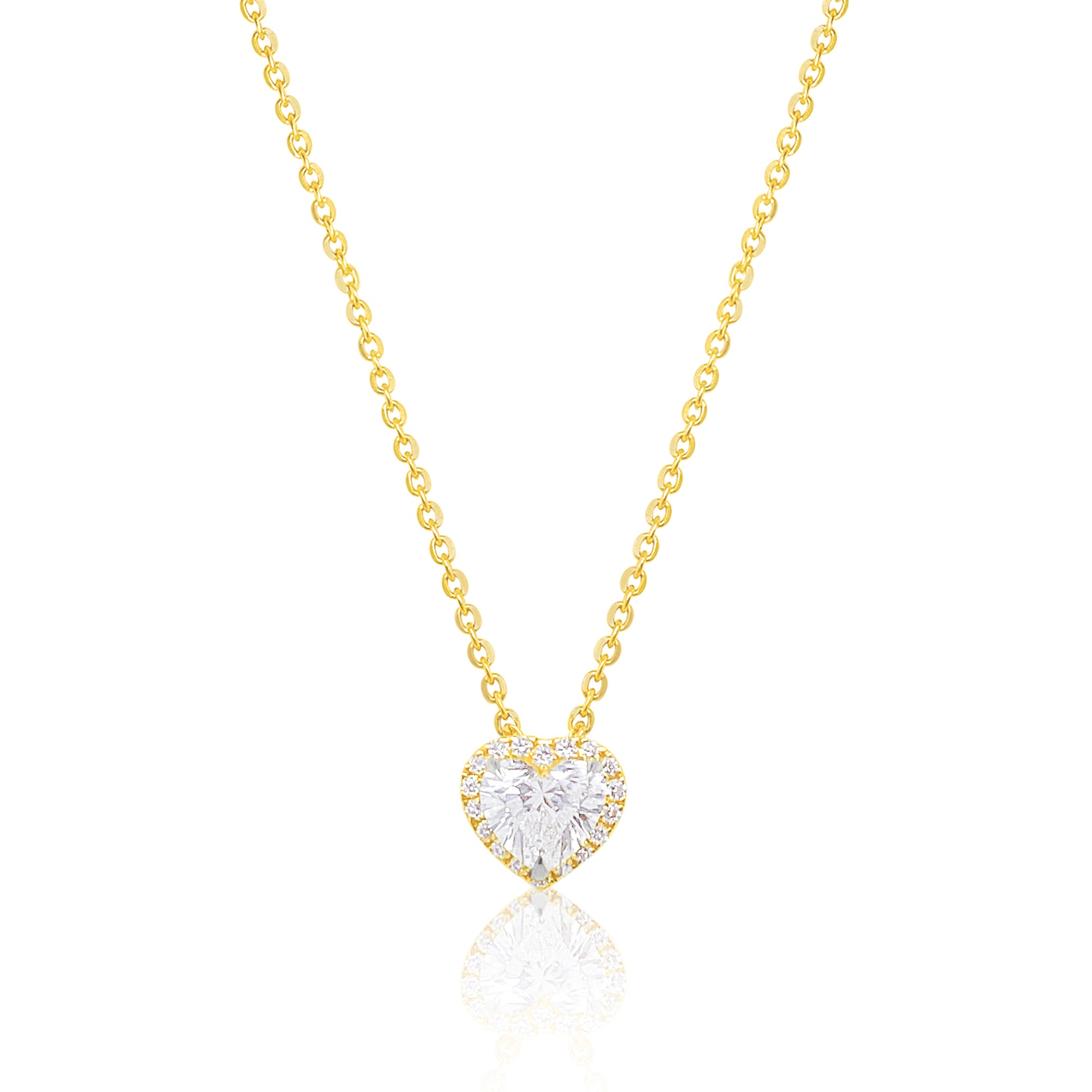 14 Kt Yellow Gold Lab Grown Diamond Heart Necklace