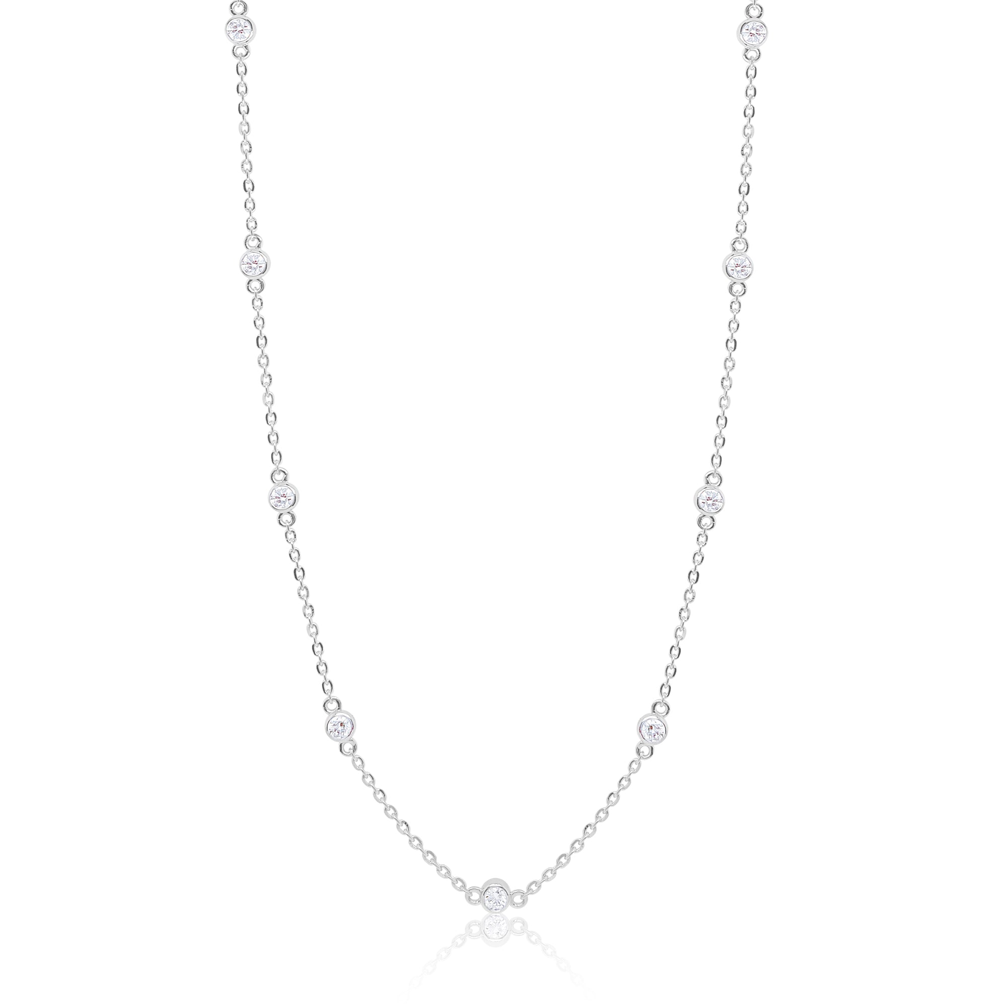 14 Kt White Gold .98 Ct Diamond Bezel Necklace