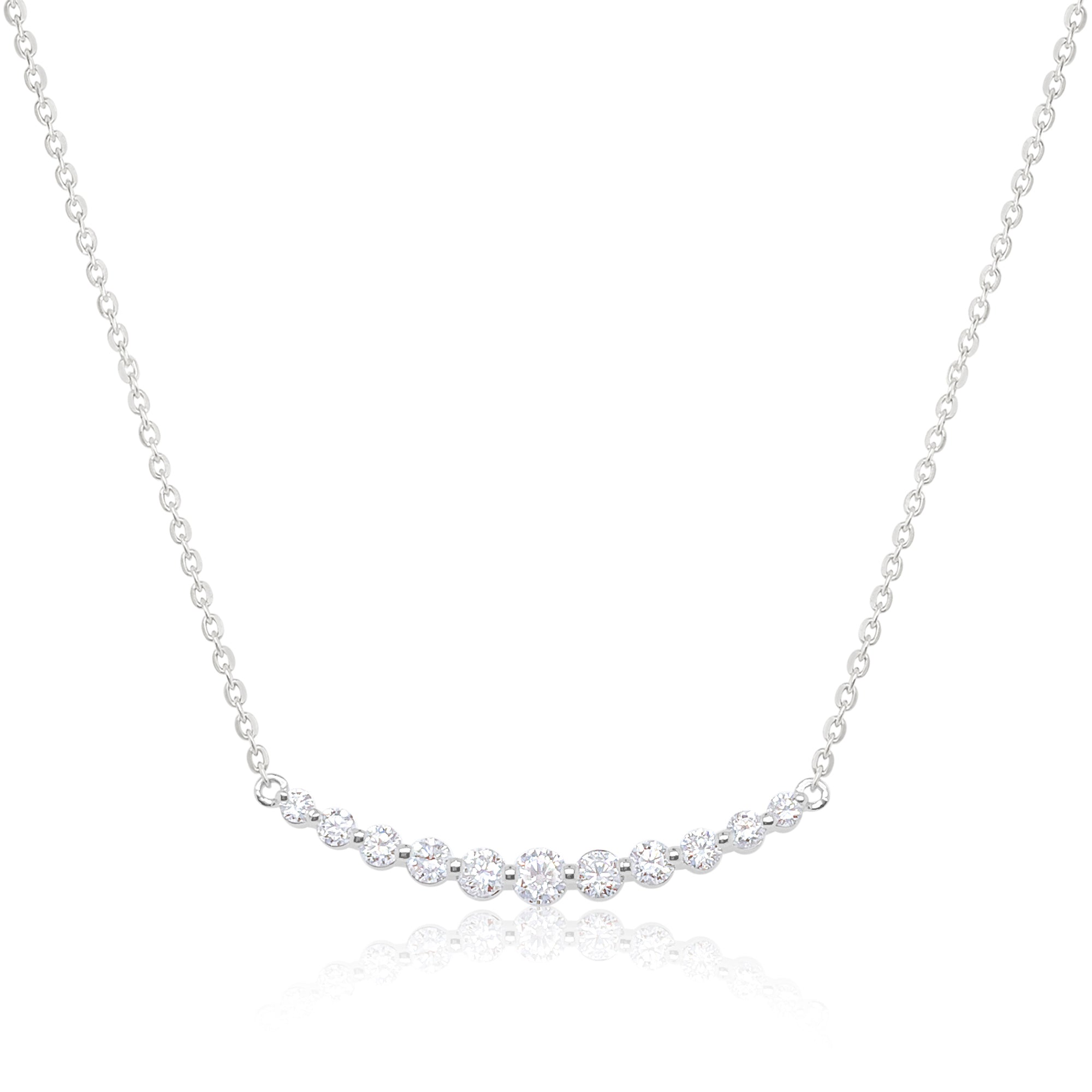 14 Kt White Gold Round Cut .77 Ct Diamond Necklace