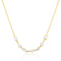 14 Kt Yellow Gold Princess Oval Round Emerald Pear And Heart 1.46 Ct Diamond Necklace