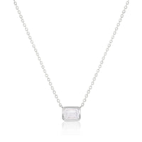 14 Kt White Gold Emerald Cut 1.04 Ct Diamond Necklace