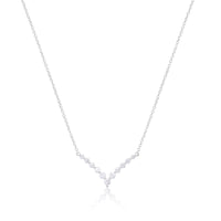 14 Kt White Gold 1.00 Ct Round Cut V Shaped Diamond Necklace