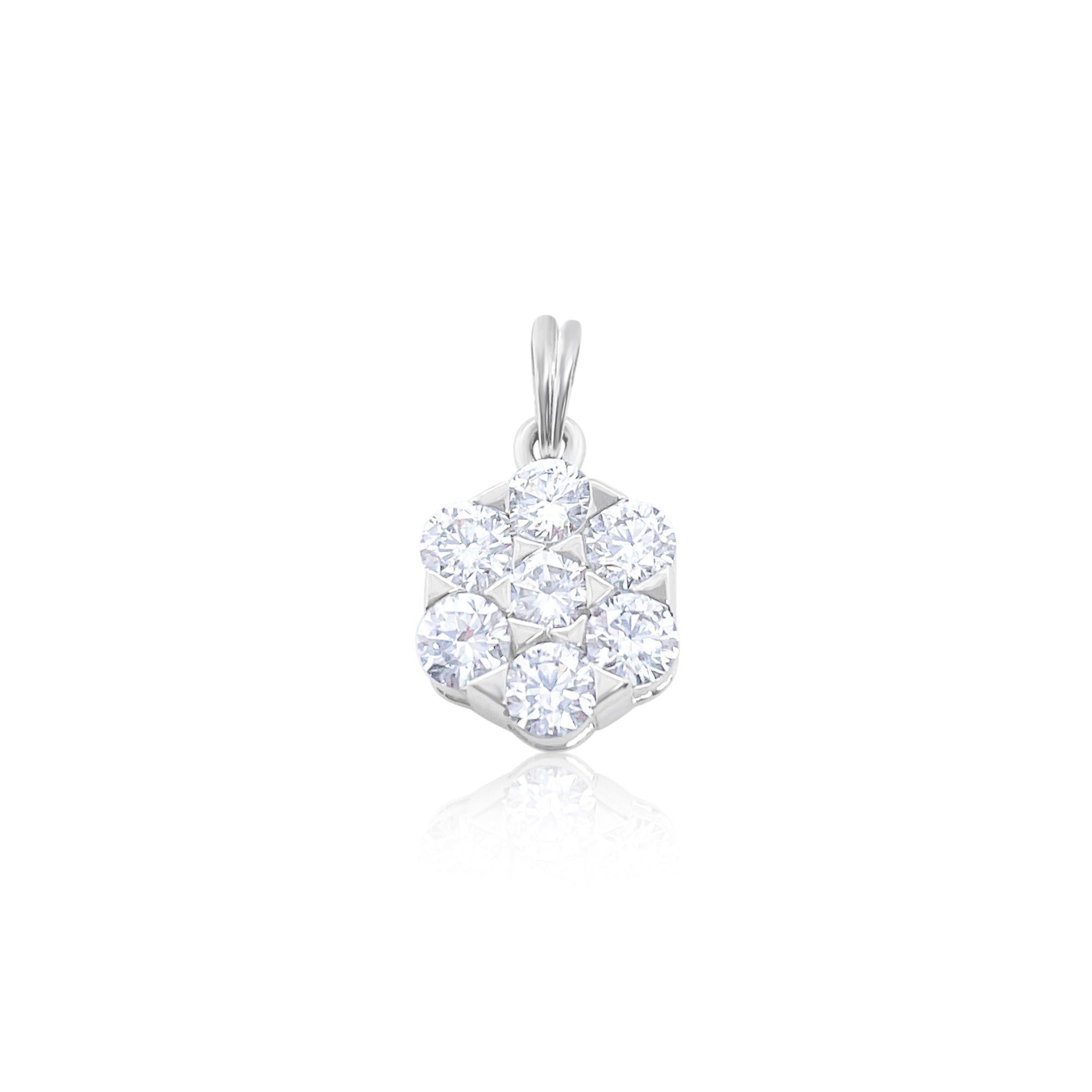 Lab Grown Diamond Flower Charm 14kt White Gold 1.40 ct
