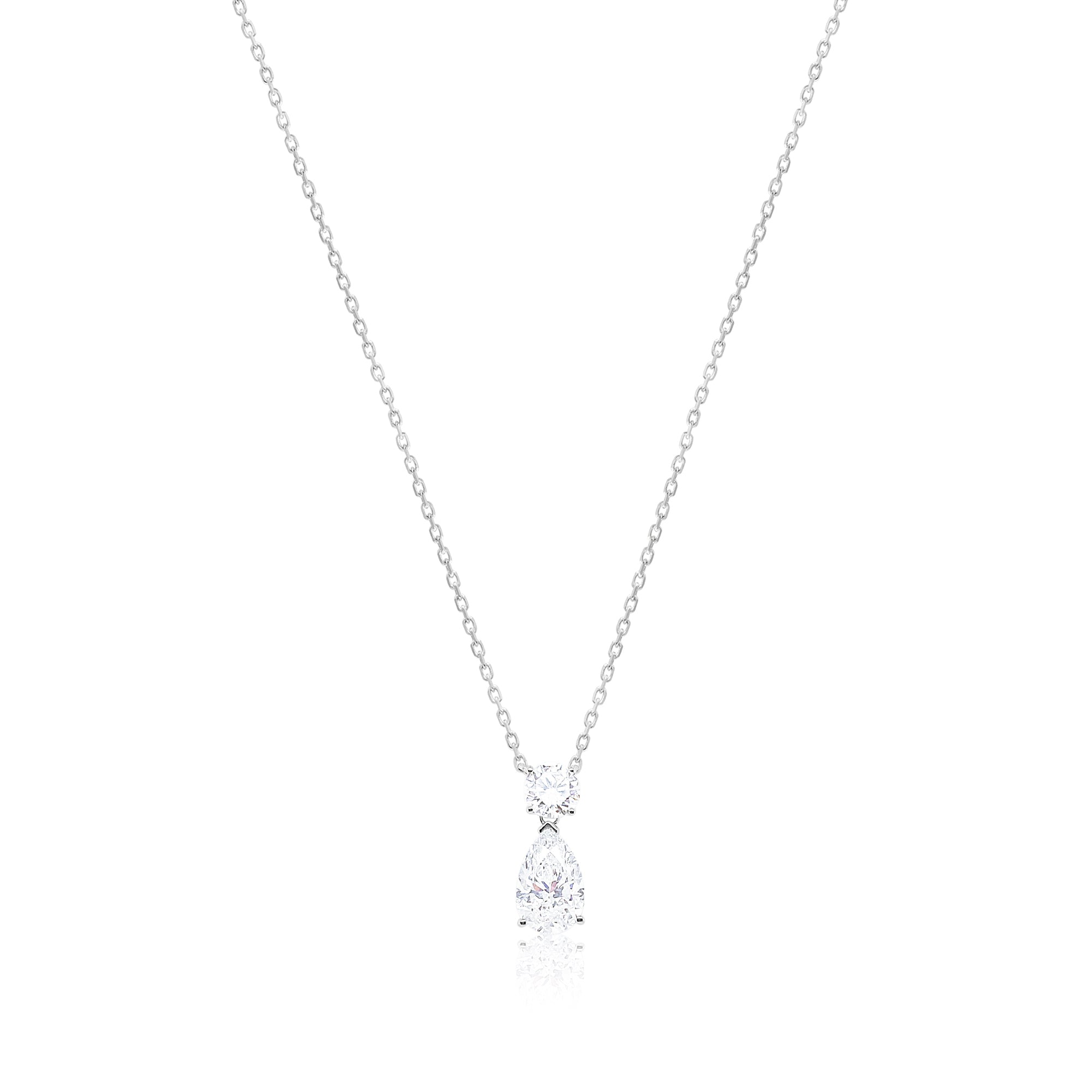 White Gold Pear and Solitare Pendant Lab Grown Diamond