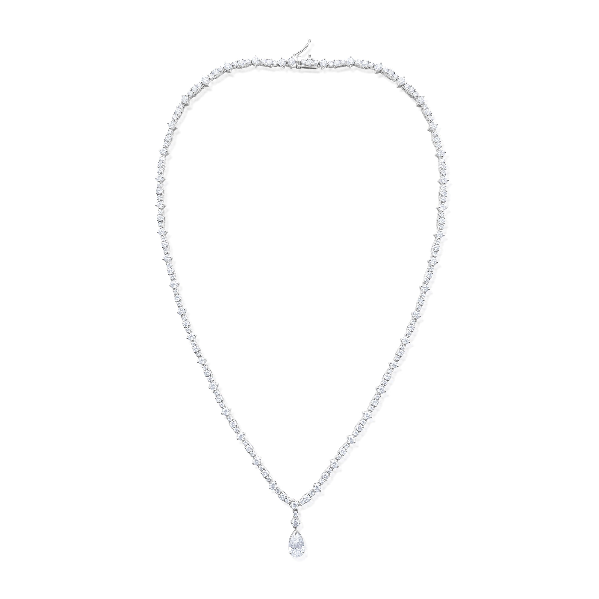 9.39 Carat Round and Pear Cut Lab Grown Diamond Necklace 14kt White Gold   Cocktail Necklace