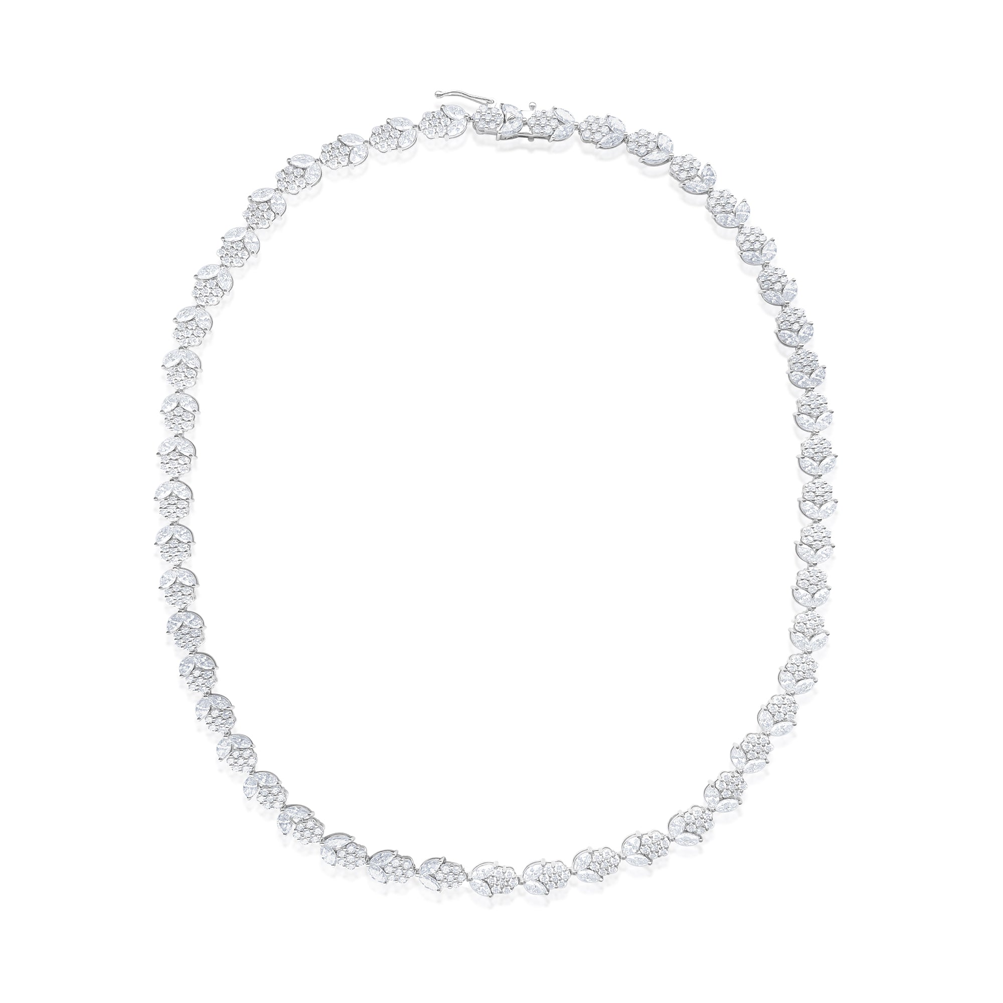 14kt White Gold 19.84 Carat Lab Grown Flower Diamond Necklace Tennis Necklace