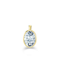 Oval Cut Bezel Set Diamond Necklace Charm