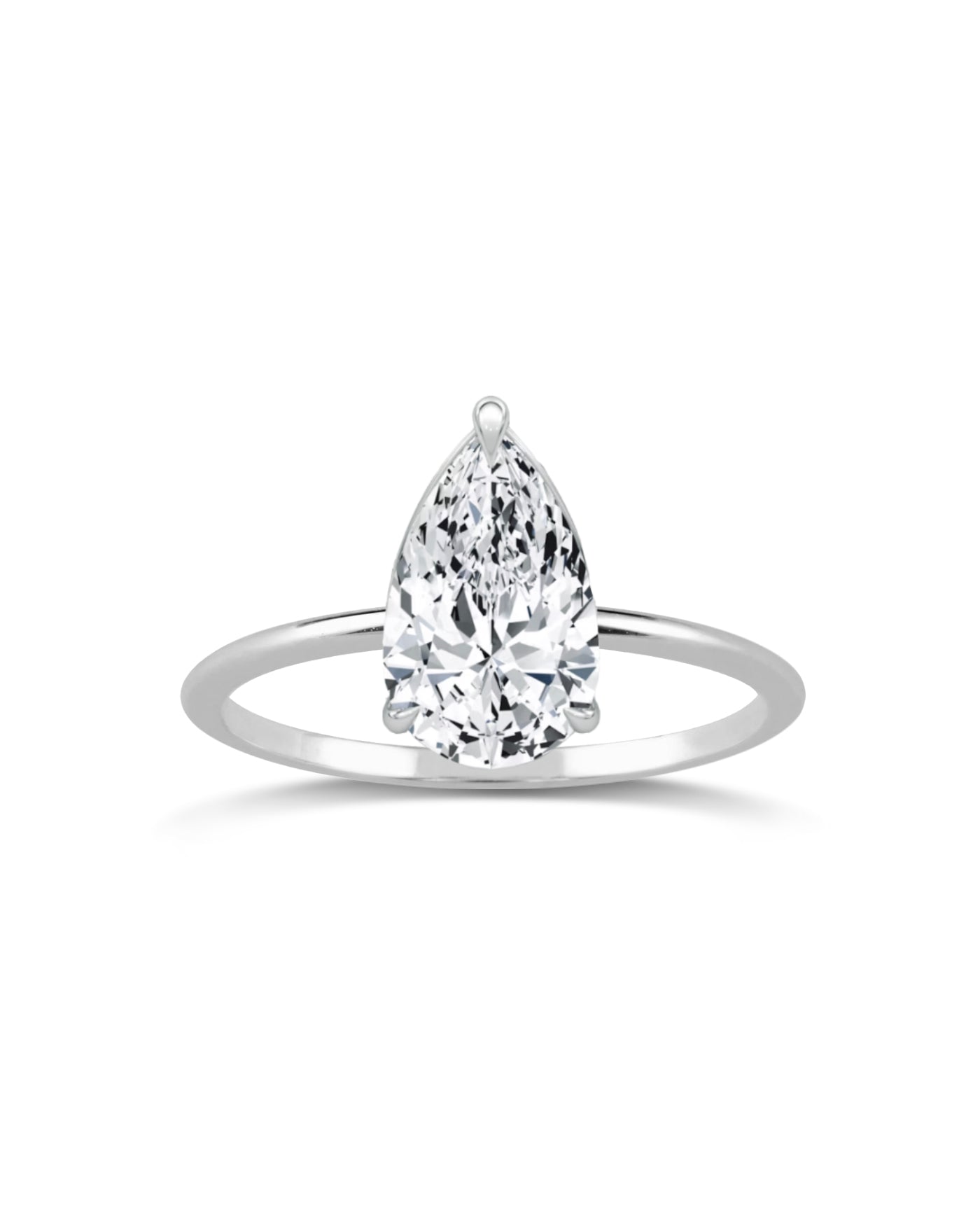 Pear Diamond Solitaire with Thin Gold Band