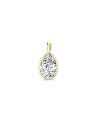 Pear Cut Bezel Set Diamond Necklace Charm