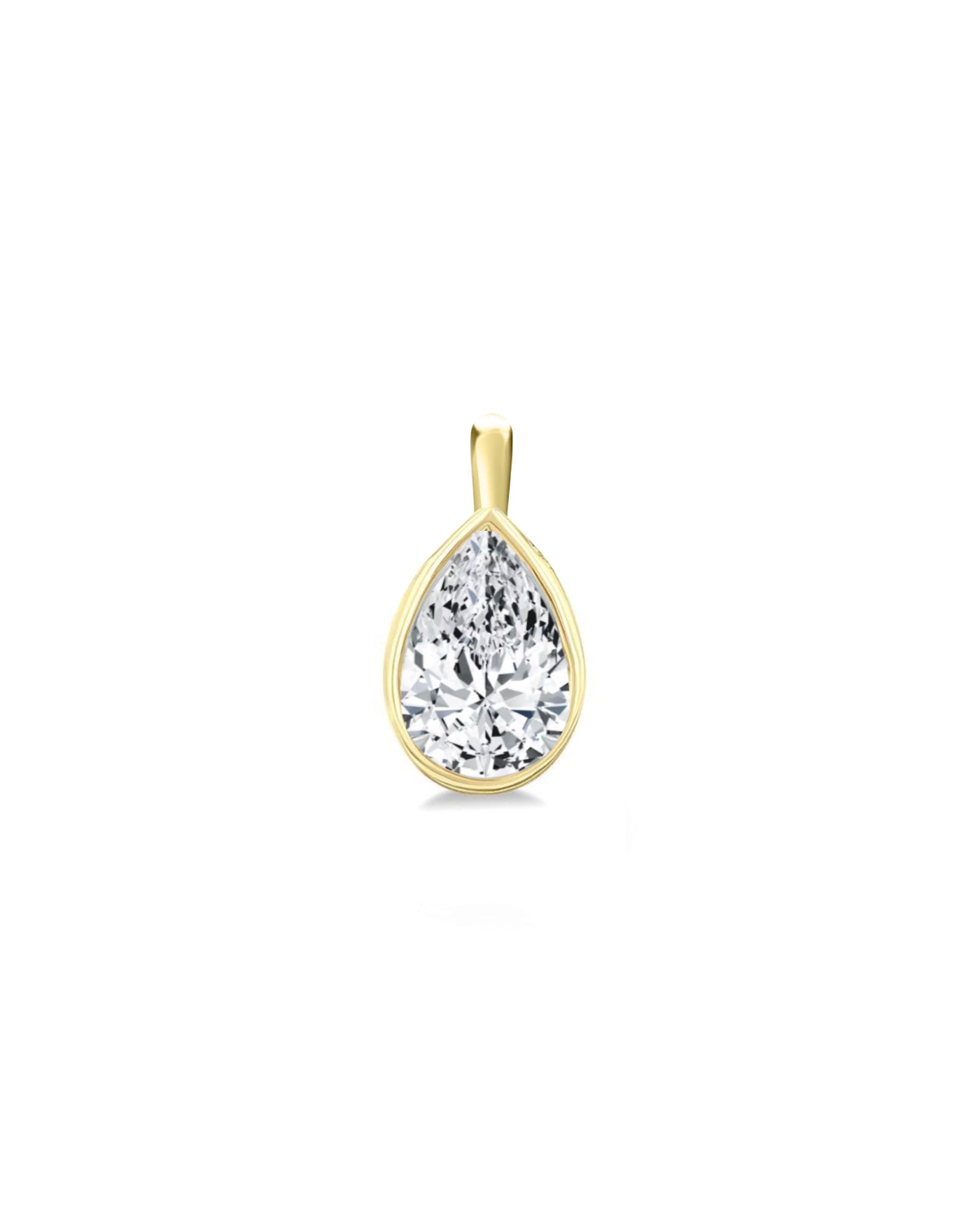 Pear Cut Bezel Set Diamond Necklace Charm