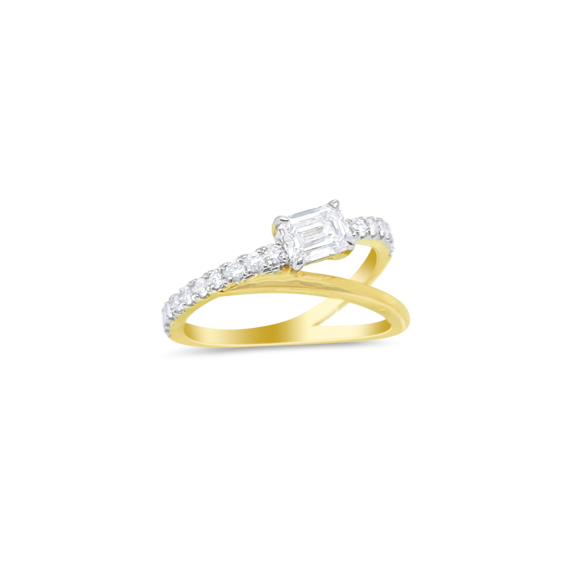 14 kt Yellow Gold Prong Set Emerald Cut .85 Ct Lab Grown Diamond Ring