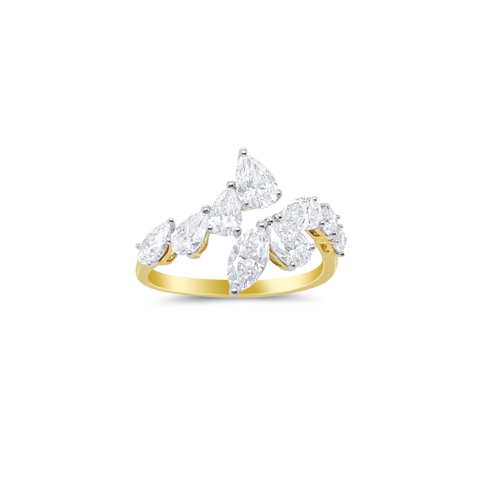 1.91 Ct Lab Grown Pear Marquise and Oval   Diamond Ring