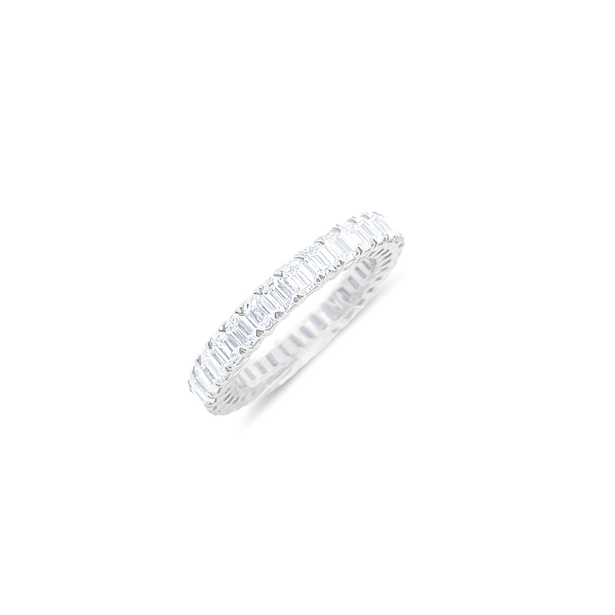 14 Kt White Gold Emerald Cut 2.67 Ct Eternity Band