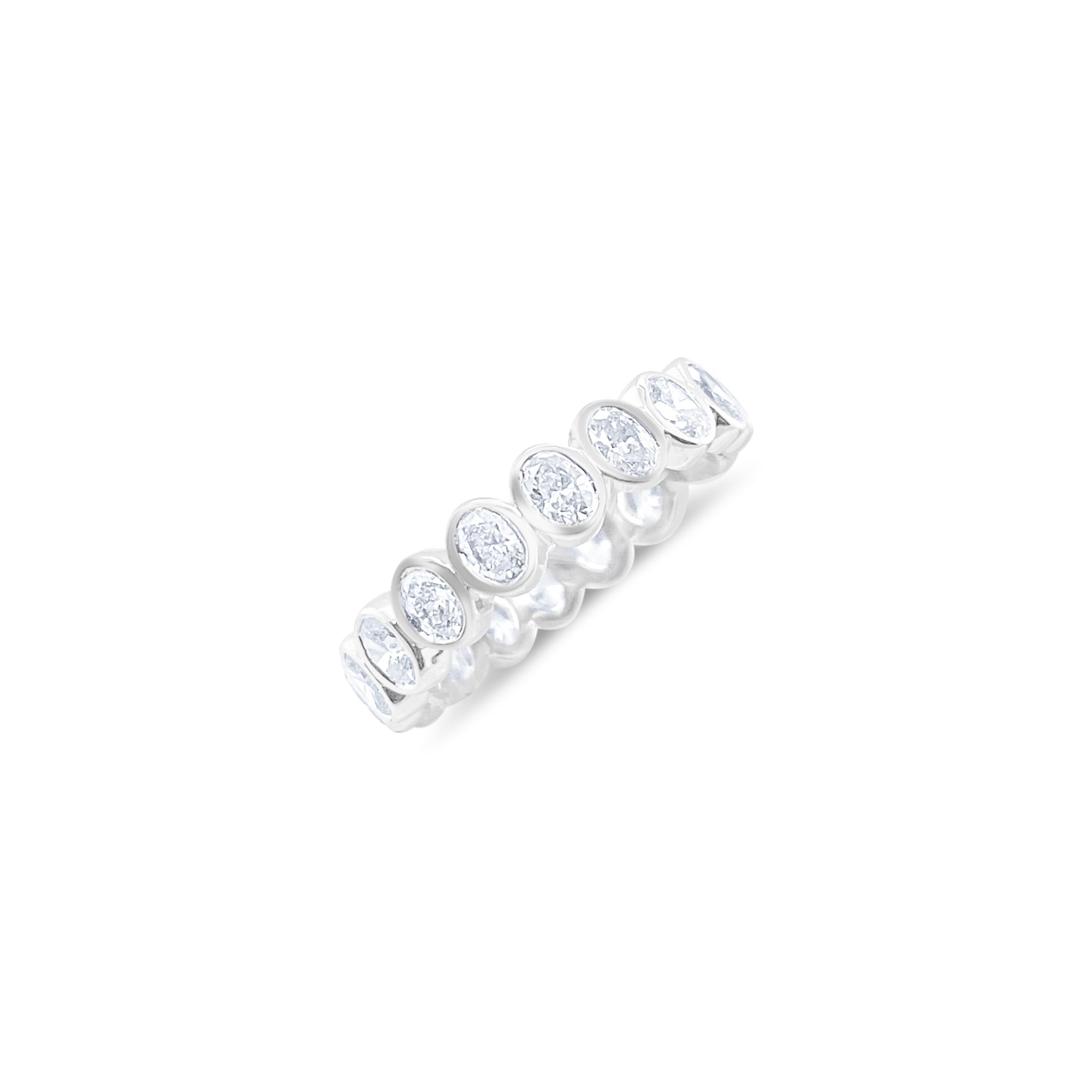 Oval Bezel Set Eternity Band in 14kt White Gold 1.75 ct
