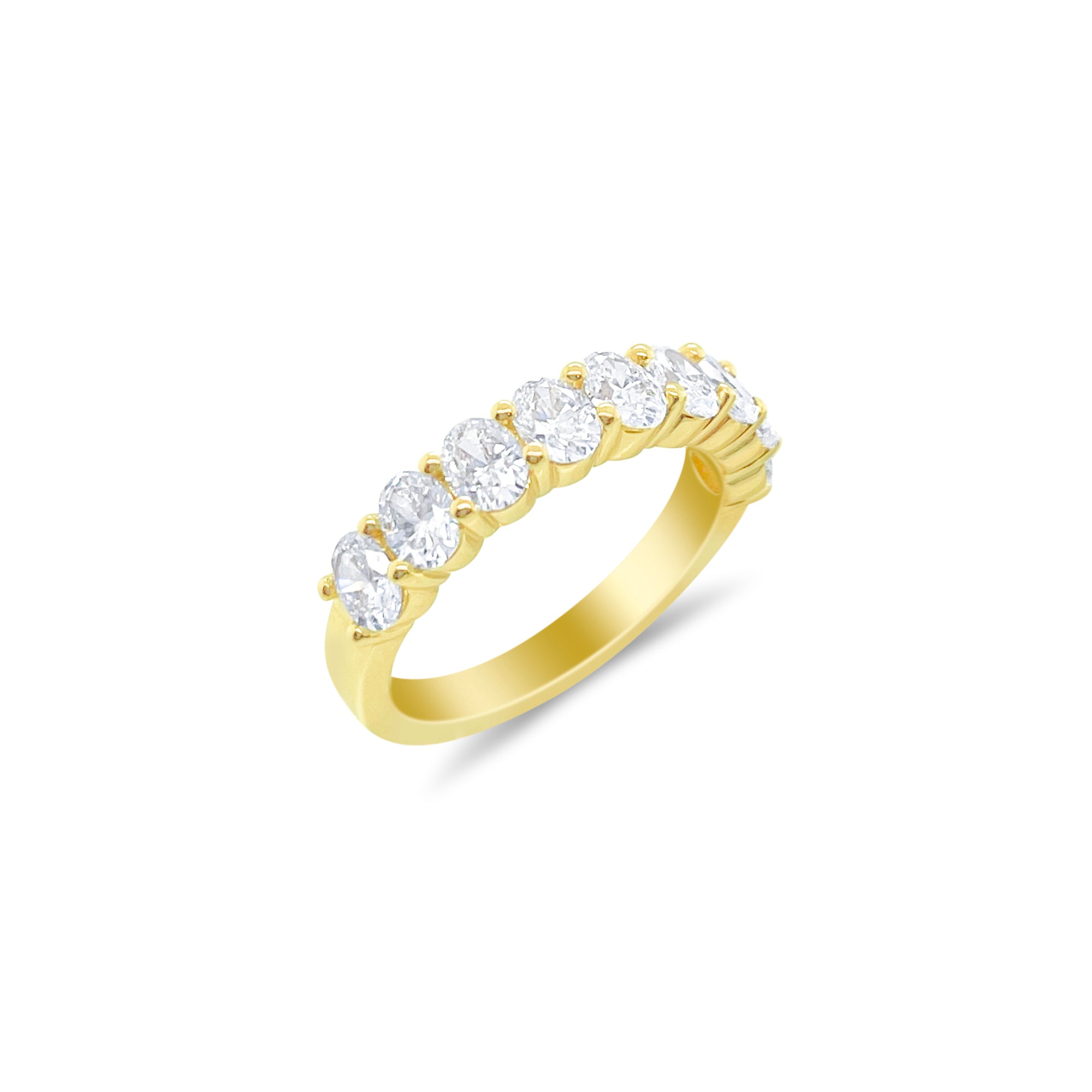 Yellow Gold Half Band Eternity Oval Band