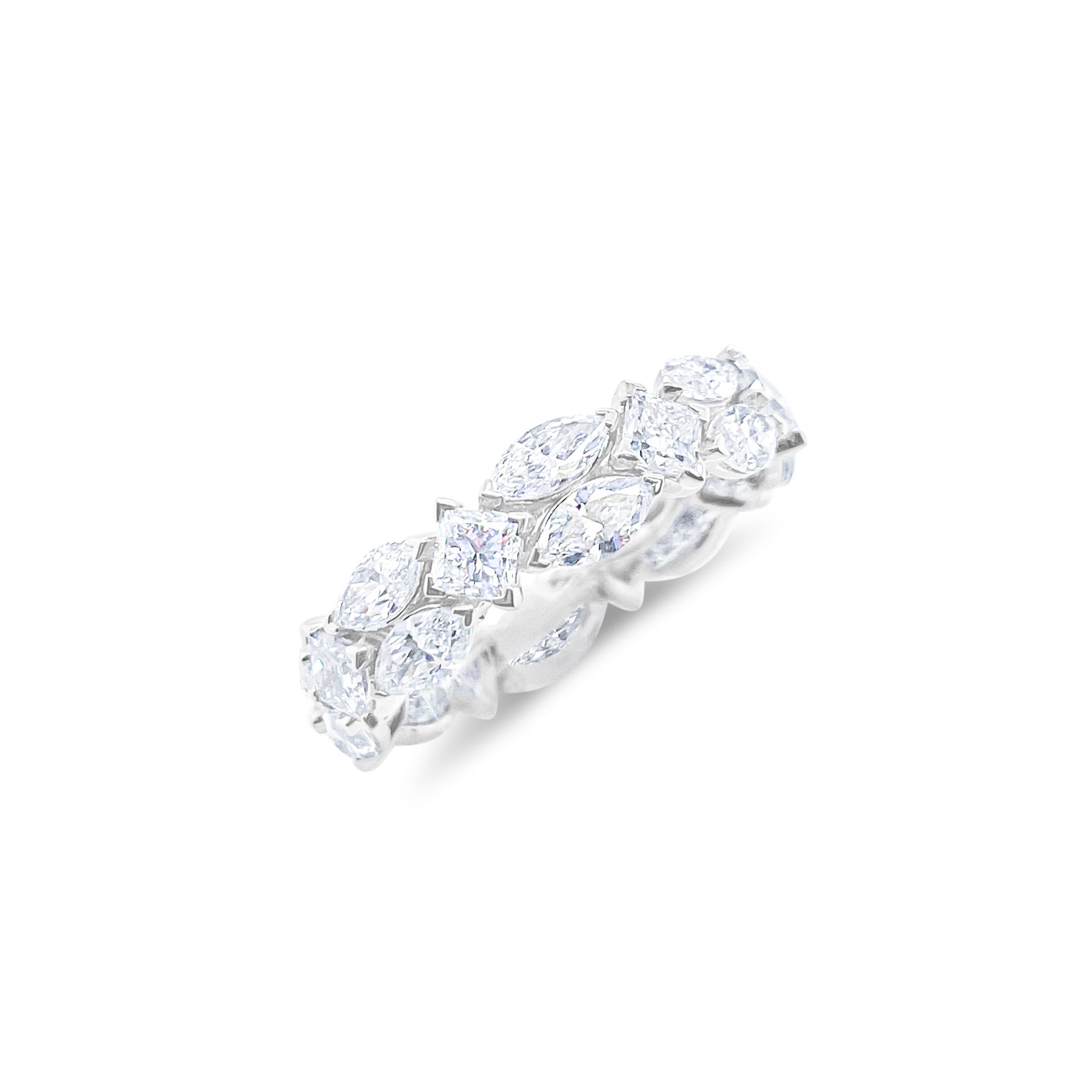 Marquise and Princess Double Eternity Band  14kt White Gold 5.88 ct