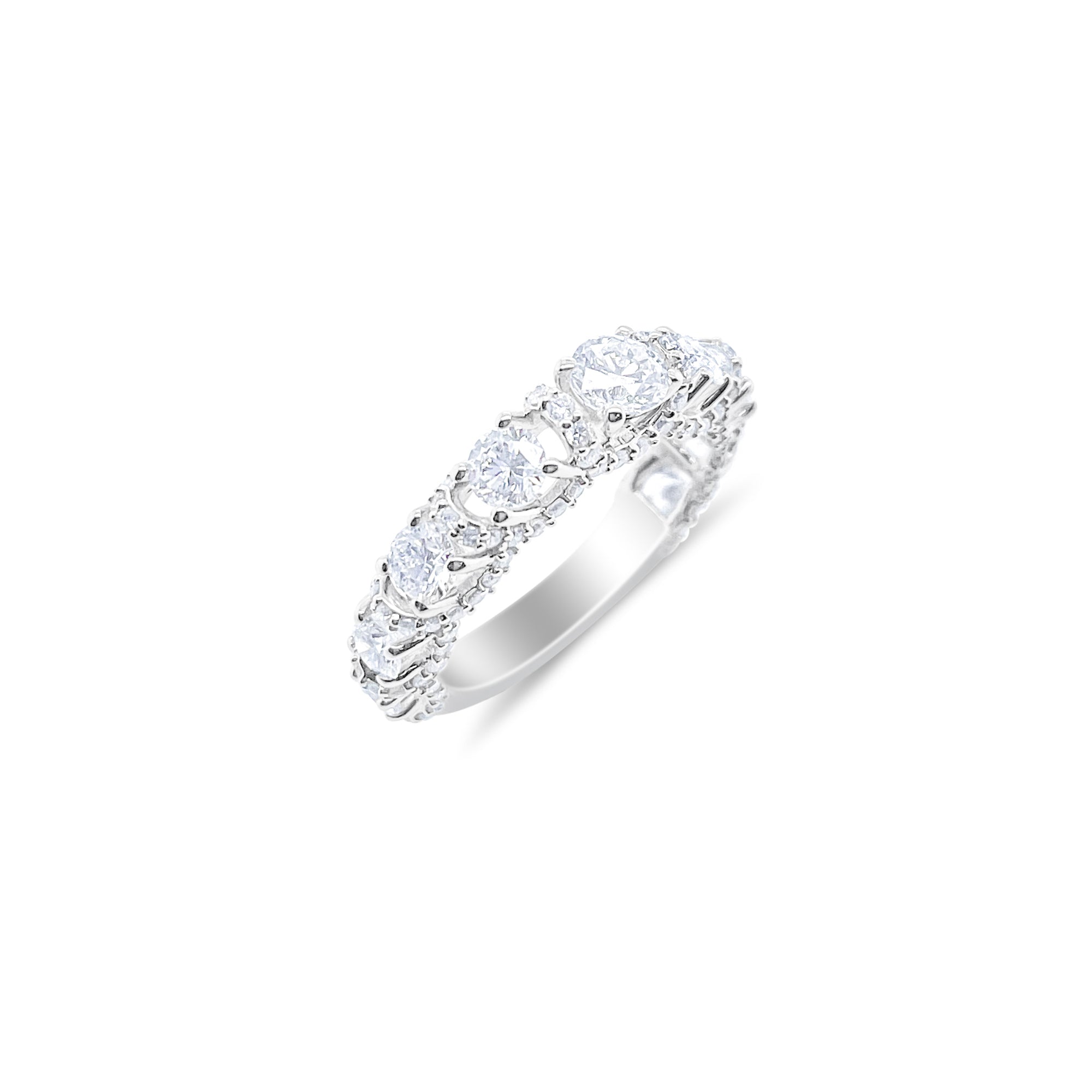 14kt White Gold Round Pave Eternity Band 2.20 ct