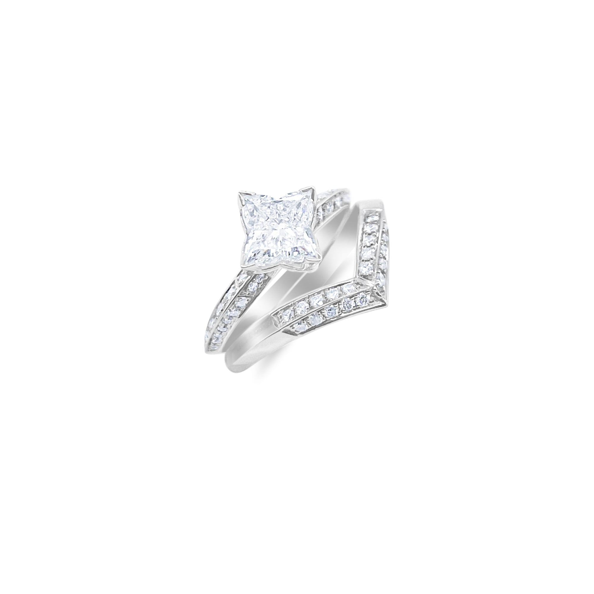 White Gold Stackable Engagement Ring Set