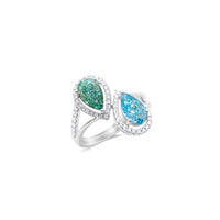 Toi et Moi Lab Diamond Ring Blue Diamond Green Diamond