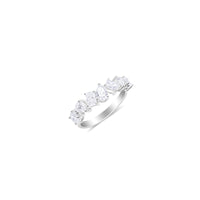 14kt White Gold 1.15 Carat 7 Stone Mixed Diamond Ring Pear Emerald Cut Stacking Band or Eternity Band