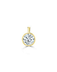 Round Cut Bezel Set Diamond Necklace Charm