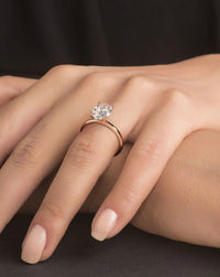 Oval Diamond Solitaire with Thin Gold Band