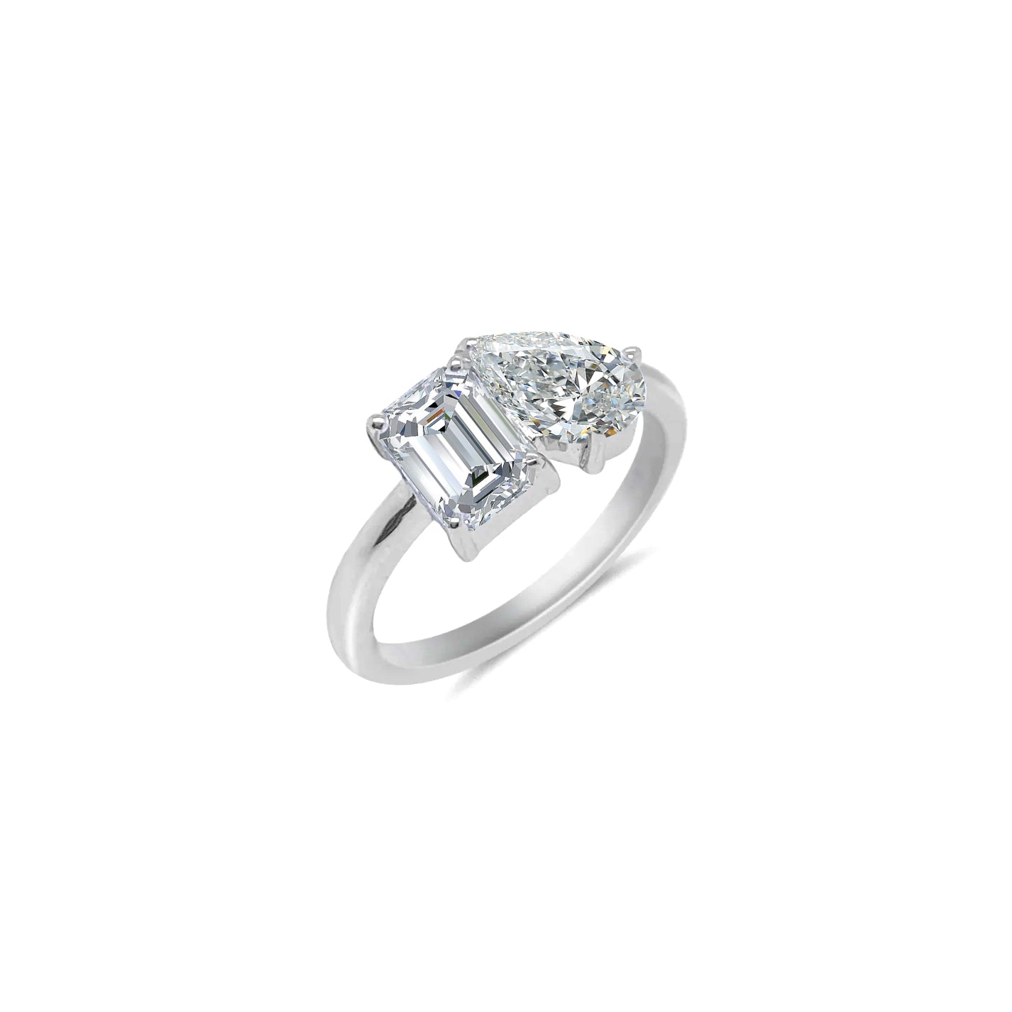 Toi et Moi Ring | Emerald and Pear Cut LAB Diamond