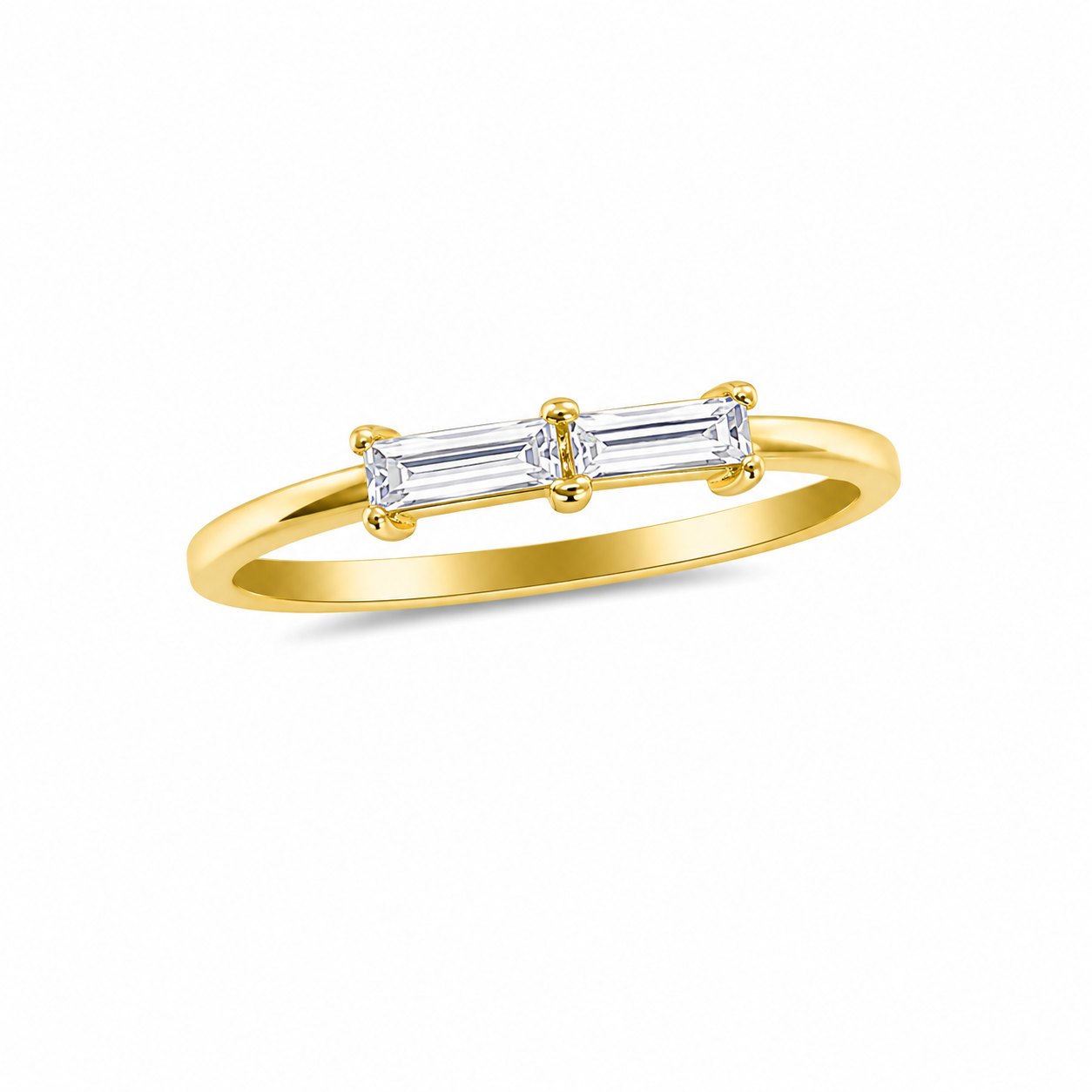 14kt Yellow Gold Double Baguette Stack Ring