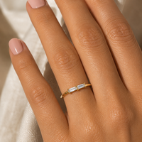 14kt Yellow Gold Double Baguette Stack Ring