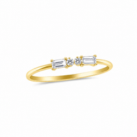 14kt Yellow Gold Diamond Baguette and Round Ring Lab Grown Diamonds