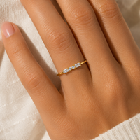 14kt Yellow Gold Diamond Baguette and Round Ring Lab Grown Diamonds