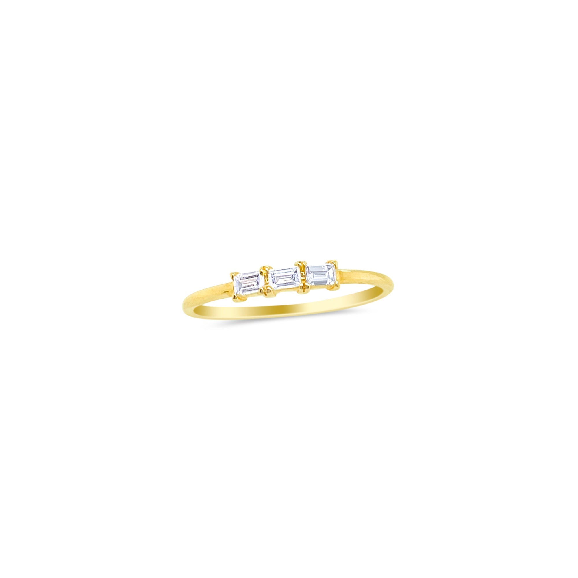 14kt Yellow Gold Diamond Triple Baguette Stack Ring Lab Grown