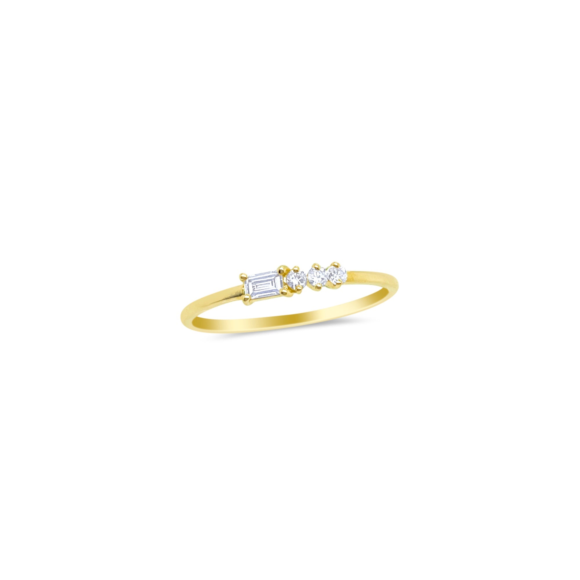14kt Yellow Gold Diamond Stack Ring on Baguette 3 Rounds Lab Grown