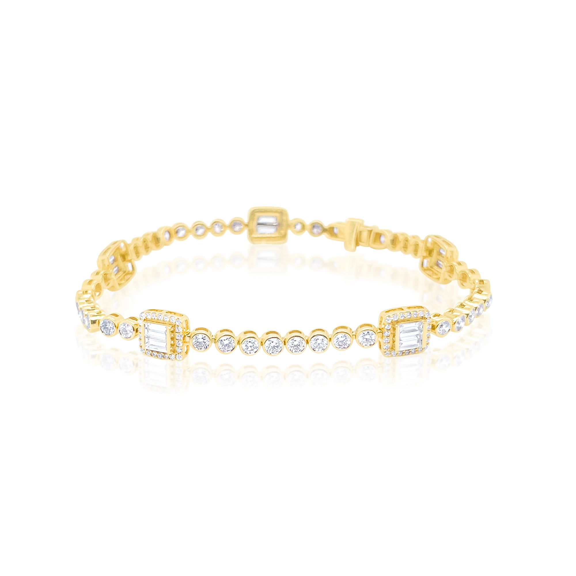 Emerald Bezel Pattern Tennis Bracelet
