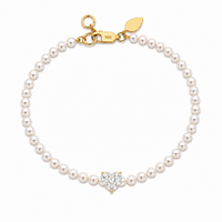 Pearl and Lab Grown Heart Cut Diamond Bracelet 2ct
