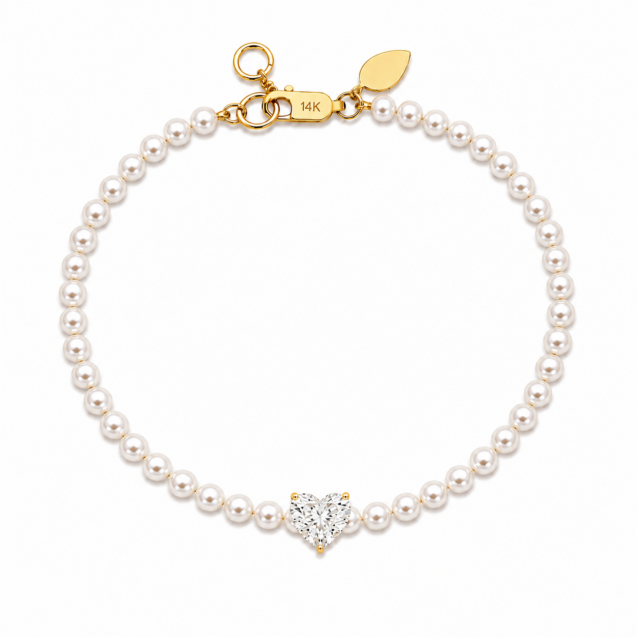 Pearl and Lab Grown Heart Cut Diamond Bracelet 2ct